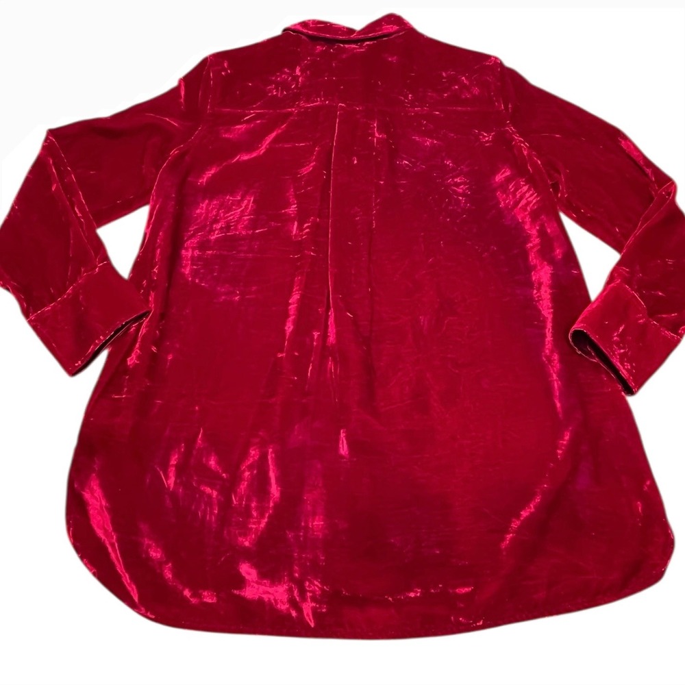 John Mark Women's Button Front Collared Red Top B… - image 2